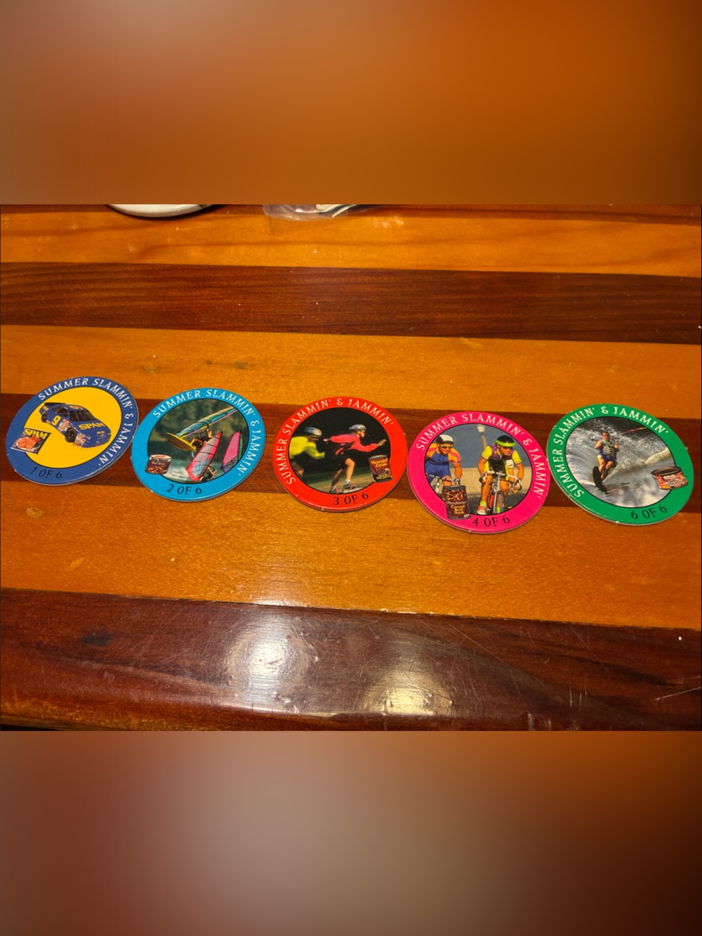 Summer Slammin' & Jammin’ Collectible Pogs Set of 5 Hormel Spam Dinty Moore